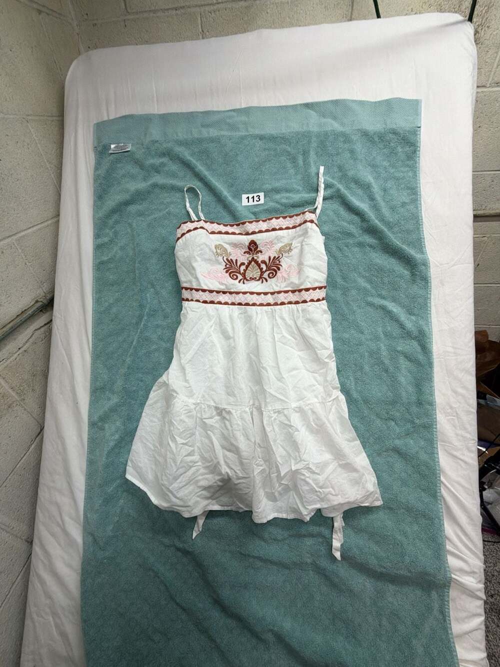 Francesca's White Embroidered Sleeveless Tiered Mini Dress